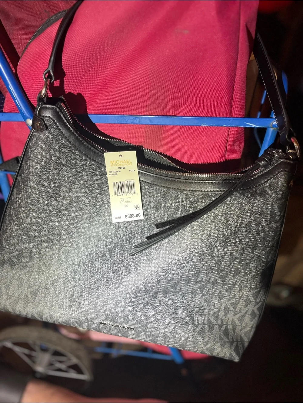 Michael Kors Gray/Black MK Monogram Shoulder Bag